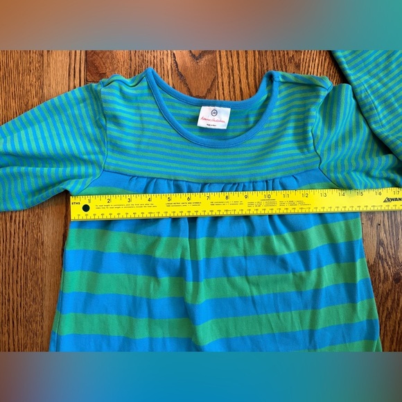 Hanna Andersson Long Sleeve Cotton Dress – Size 140 (10Y) – Green & Blue Stripe - Picture 8 of 9